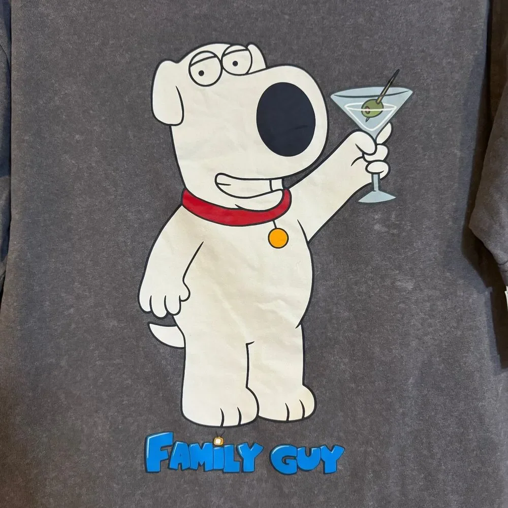 Family Guy T-Shirt Men's Charcoal Gray Medium Brian Griffin Cotton Blend